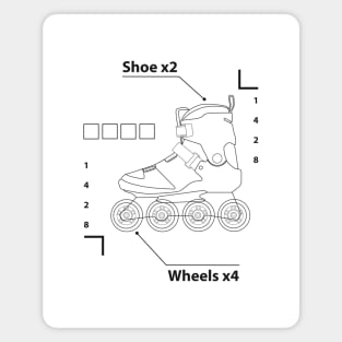 Shoe x2 wheels x4 - White Infographic rollerblade Magnet